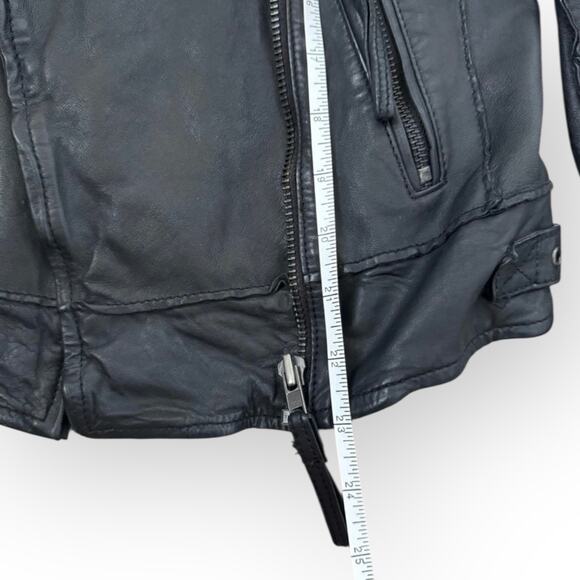 Vintage Women's Black Leather Biker Jacket Size 4 - Picture 9 of 9